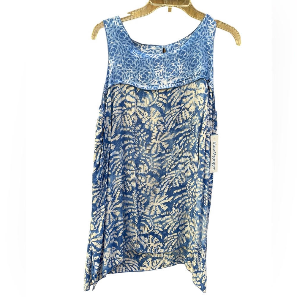 Blue Ginger Marina Lightweight Flowy Sleeveless Asymmetrical Top Tunic Size Med - Picture 2 of 11